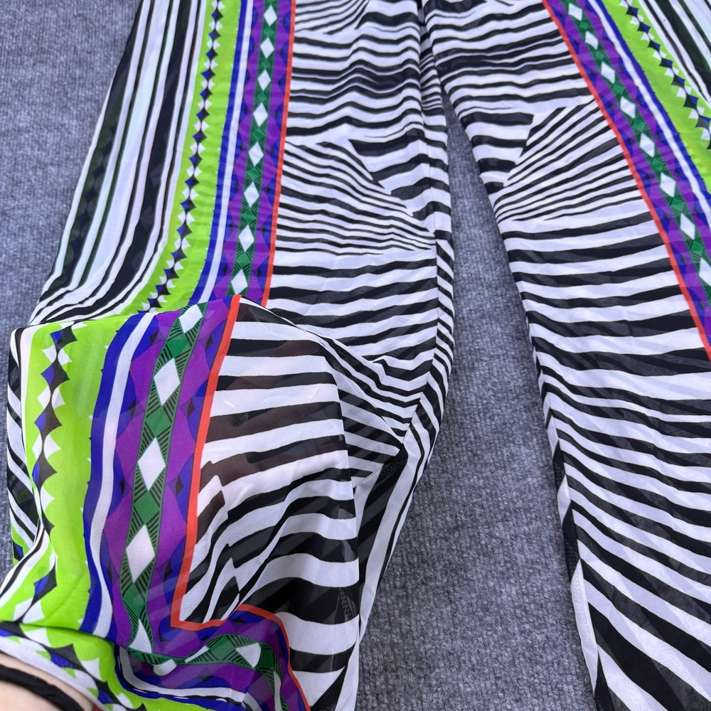Bisou Bisou Michele Bohbot Wide Leg‎ Mesh Pants Geometric Print Festival Funky M - Picture 5 of 8